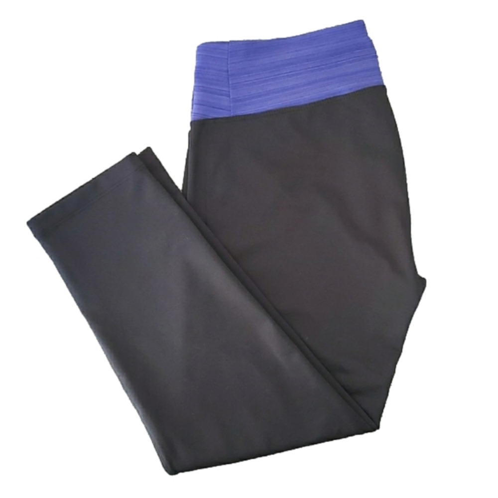 Saucony Women's Activewear Black Purple Low Rise Crop Leggings Stretch Size M